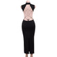 Europäisch-amerikanisches, metallisch schmetterlingsförmiges, rückenfreies Kleid mit Cut-outs, sexy Schnitt, figurformender, langer Rock mit Schlitz 11488