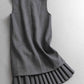 Robe gilet sans manches plissée à col rond, ornée de sequins et de perles, effet deux-pièces, robe en laine à superpositions amincissante 11296