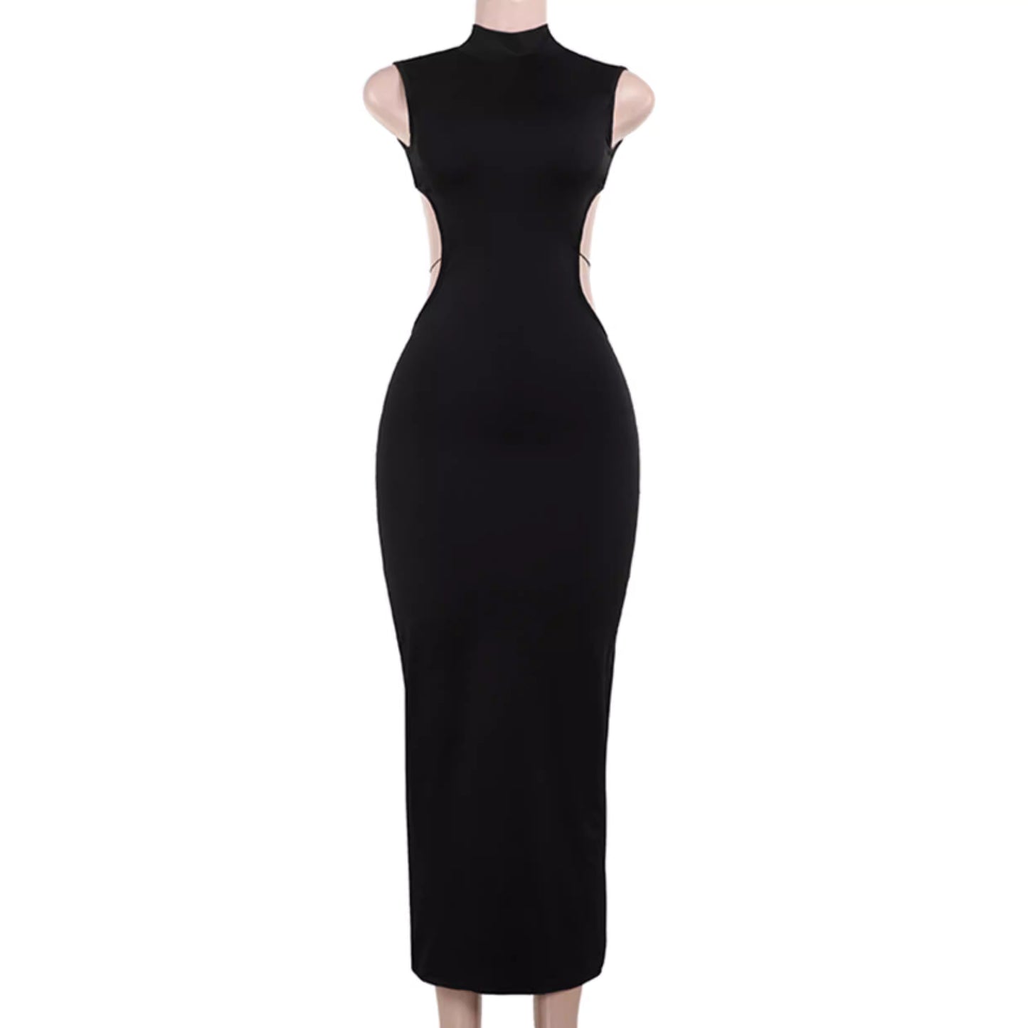 Europäisch-amerikanisches, metallisch schmetterlingsförmiges, rückenfreies Kleid mit Cut-outs, sexy Schnitt, figurformender, langer Rock mit Schlitz 11488