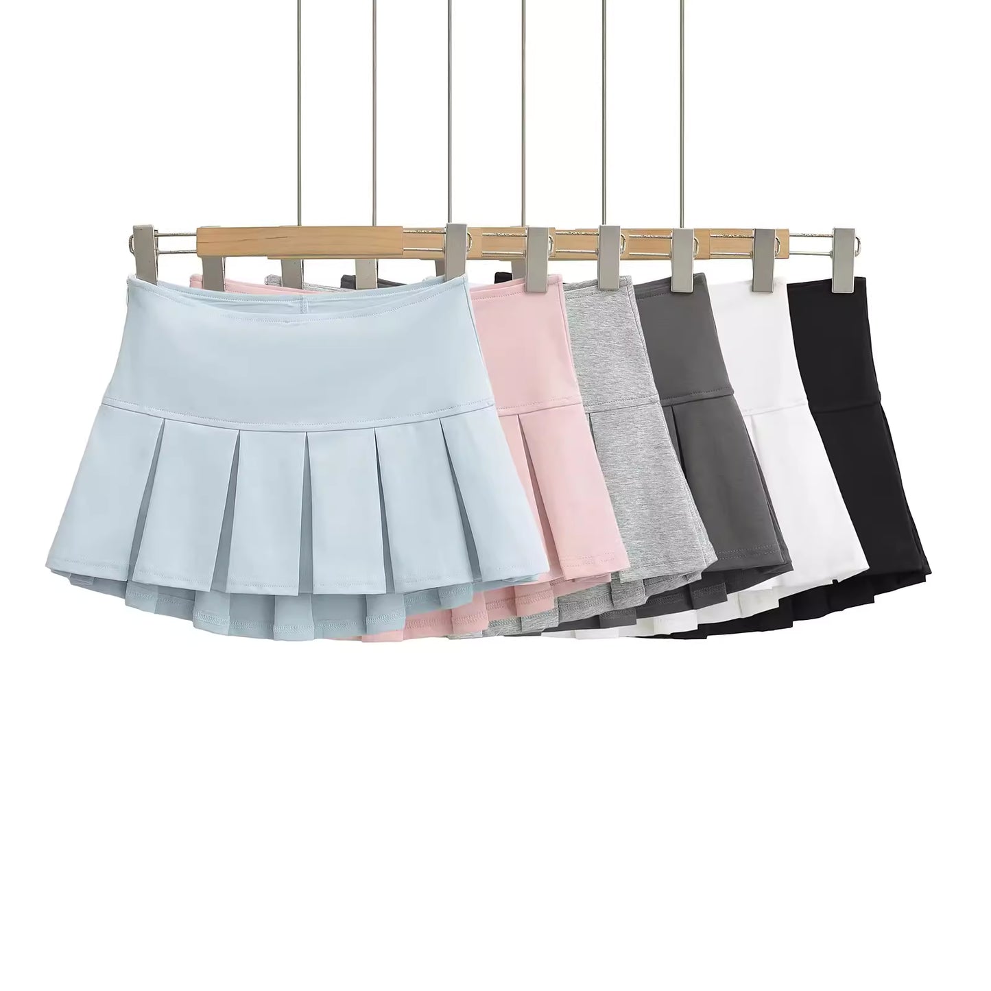 Jupe plissée trapèze taille haute et amincissante pour femme, style été, couvrante, jupe courte sportive, tendance et polyvalente. 11398