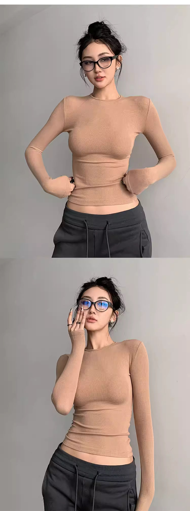 Damen-Baselayer-Top für Herbst/Winter, figurbetontes Design, schlankmachendes und elegantes Langarmshirt 11465
