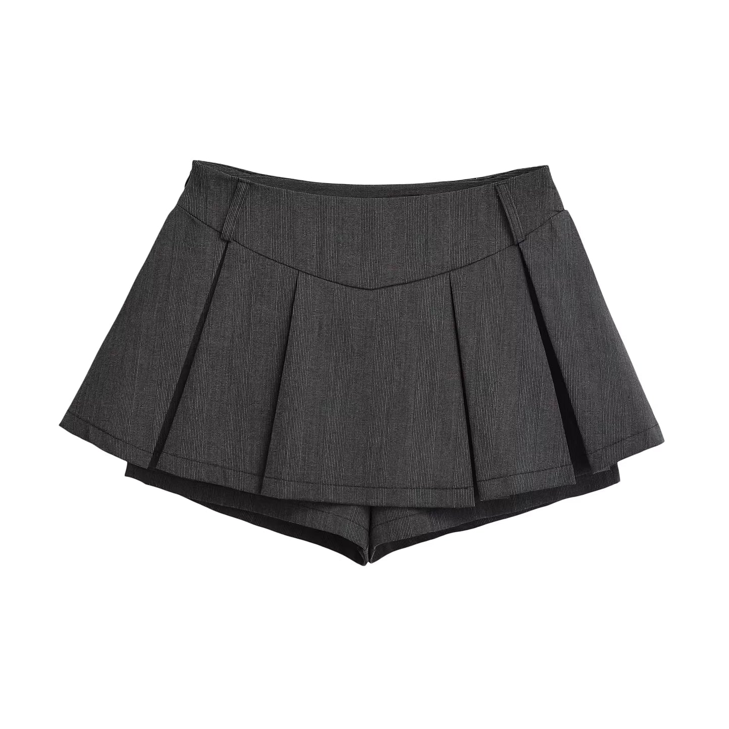 Jupe-pantalon taille haute à col en V pour femmes de petite taille, jupe trapèze qui allonge la silhouette, mini-jupe plissée style JK 11487