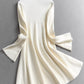Solid color, high neck, slim fit, bell sleeve knit sweater dress, autumn and winter slim fit women's dress. 11322