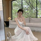 Weißes, figurbetontes Netzunterkleid im französischen Stil, neue Frühlingsmode, elegant und raffiniert, zierlich und lang. 11454