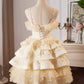 Yellow short homecoming dress Lolita princess dress light luxury cake dress birthday party dance dress gh4607