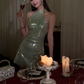 Mintgrünes Cocktailkleid mit Pailletten, kurzes Homecoming-Kleid, Cocktailkleid, Geburtstagskleid 11291