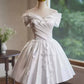 Weißes Homecoming-Kleid aus Satin, Geburtstagsparty-Kleid, kurzes Ballkleid, Abendkleid, gh4583