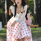 White polka dot midi skirt for women, summer style, thin, new style, high-waisted, slimming, mid-length, fairy-like skirt, A-line, tulip skirt  11295