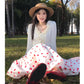 White polka dot midi skirt for women, summer style, thin, new style, high-waisted, slimming, mid-length, fairy-like skirt, A-line, tulip skirt  11295
