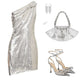 Silbernes kurzes Heimkehrkleid, Ballkleid, Abendkleid, Cocktailpartykleid, gh4356
