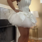 girlhomeshops--White/Pink Delicate Beaded Short Tulle Homecoming Dress gh5564