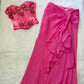 Rosa Perlen Schöne Elegante Zwei Stück Maxi Urlaub Party Kleid gh4309