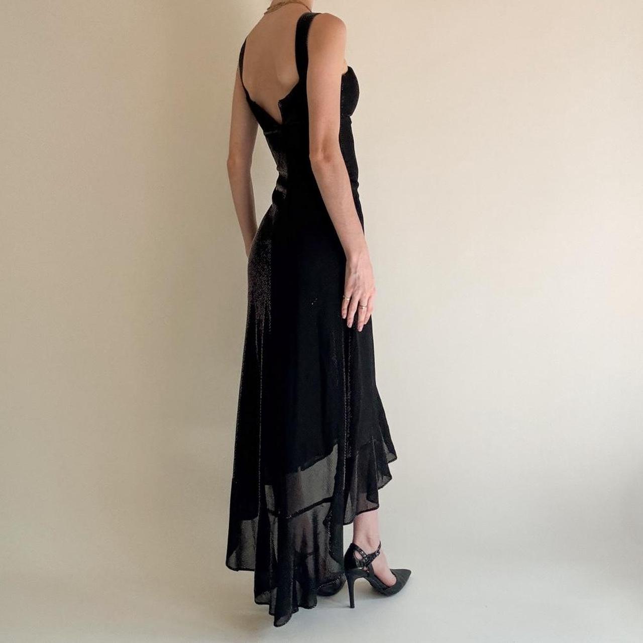 girlhomeshops--Black Ruffled Long Chiffon Prom Dress Graduation Dress gh5646