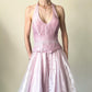 Rosa Glitzer Bustier Perlen Langes Tüll Satin Ballkleid Abendkleid gh4592