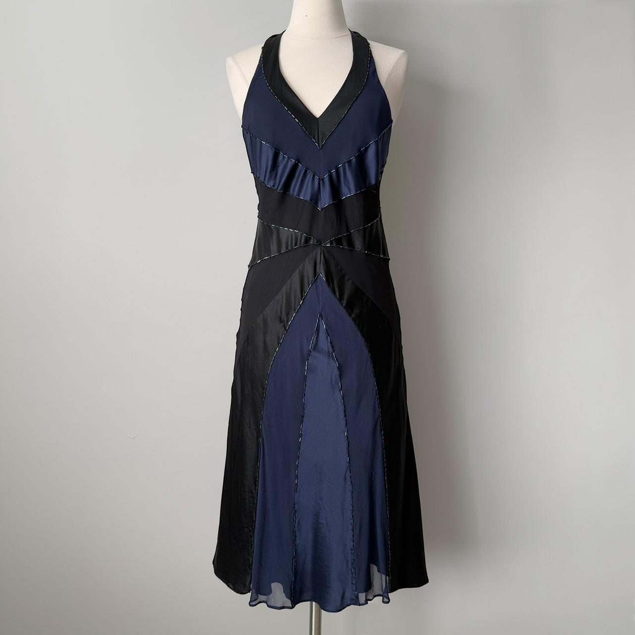 Combinaison bleu marine foncé et noire, dos nu, lacets, robe de soirée courte/mi-longue en satin pour femme, gh4122