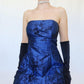 Navy Blue Vintage Floral Long Ball Gown Velvet Prom Trumpet Gown Evening Dress Party Dress gh4350