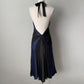 Combinaison bleu marine foncé et noire, dos nu, lacets, robe de soirée courte/mi-longue en satin pour femme, gh4122