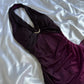 Charmantes tiefviolettes glänzendes, modisches, elegantes Trägerkleid aus langem Chiffon, Abendkleid, Partykleid gh3593