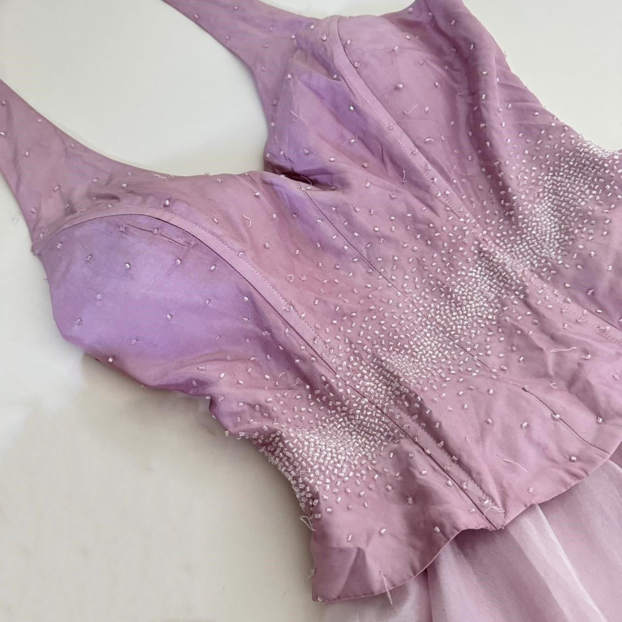 Rosa Glitzer Bustier Perlen Langes Tüll Satin Ballkleid Abendkleid gh4592