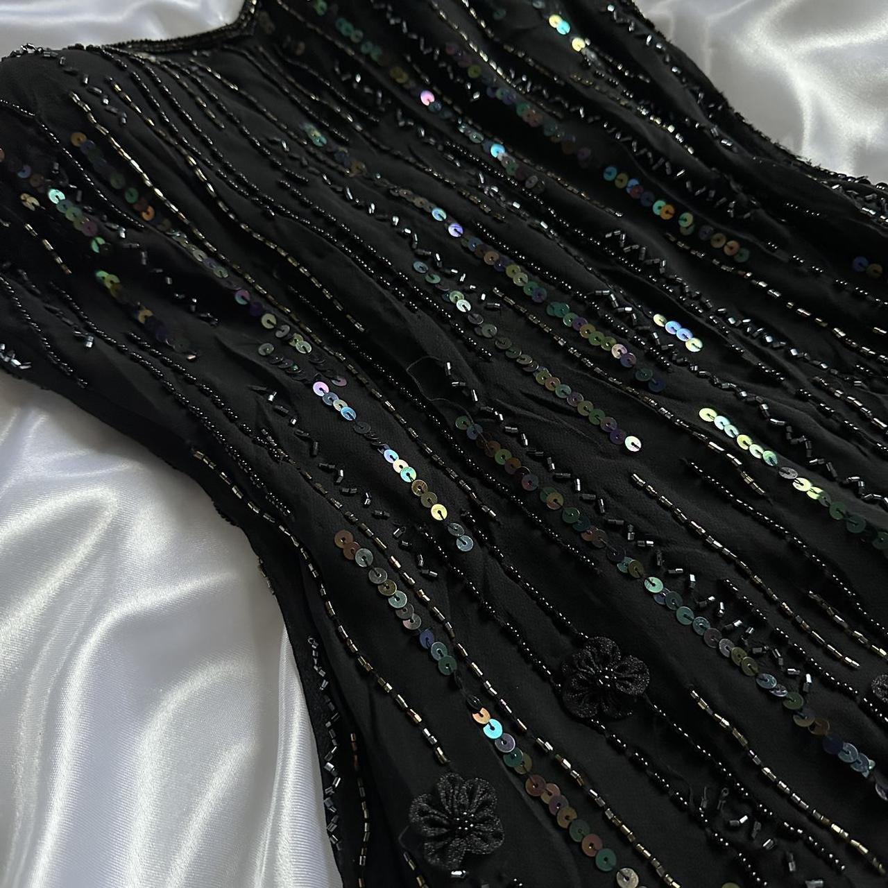 Schwarzes, glänzendes, elegantes, langes Ballkleid mit Spaghettiträgern und Pailletten, Ballkleid, Abendkleid, Partykleid, gh3142