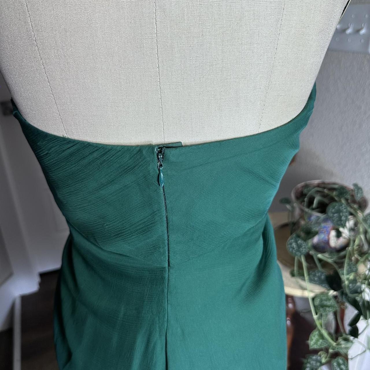 Girlhomeshops - Robe de soirée courte en satin vert sans bretelles, simple et tendance, gh5502