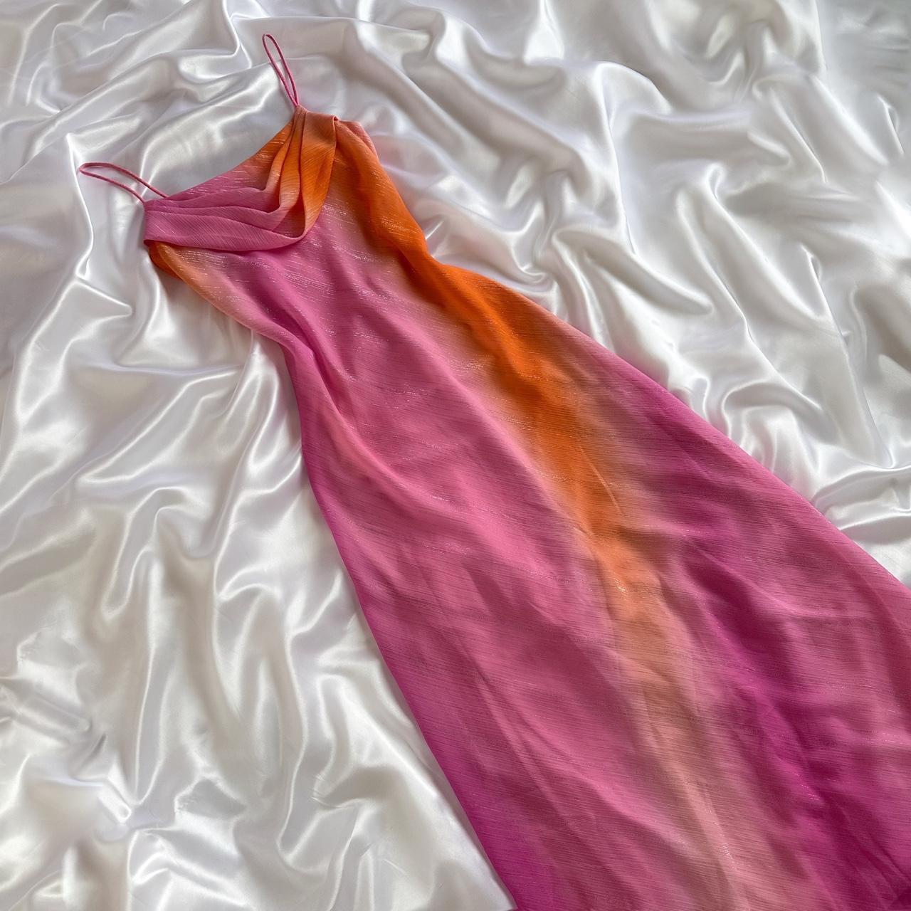 Robe de soirée longue en mousseline de soie, dégradé rose orange, style rétro, paillettes, gh3868