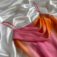 Robe de soirée longue en mousseline de soie, dégradé rose orange, style rétro, paillettes, gh3868