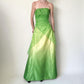 girlhomeshops – Grünes, glänzendes Feenkleid, langes Chiffon-Ballkleid, gh5648