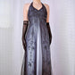 Black and gray retro fashion gradient color beaded floral halter neck gothic elegant long Tulle prom dress evening dress party dress gh3665