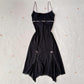 Robe de soirée en mousseline de soie, noire, vintage, élégante, rose, bretelles spaghetti, courte ou longue, pour femme, tenue de bal, gh4127