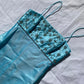 Robe de soirée longue en satin et tulle bleu clair, style vintage, décolleté en V profond, motif floral exquis, perles, col carré, robe de bal, robe de fête d'anniversaire, gh3959
