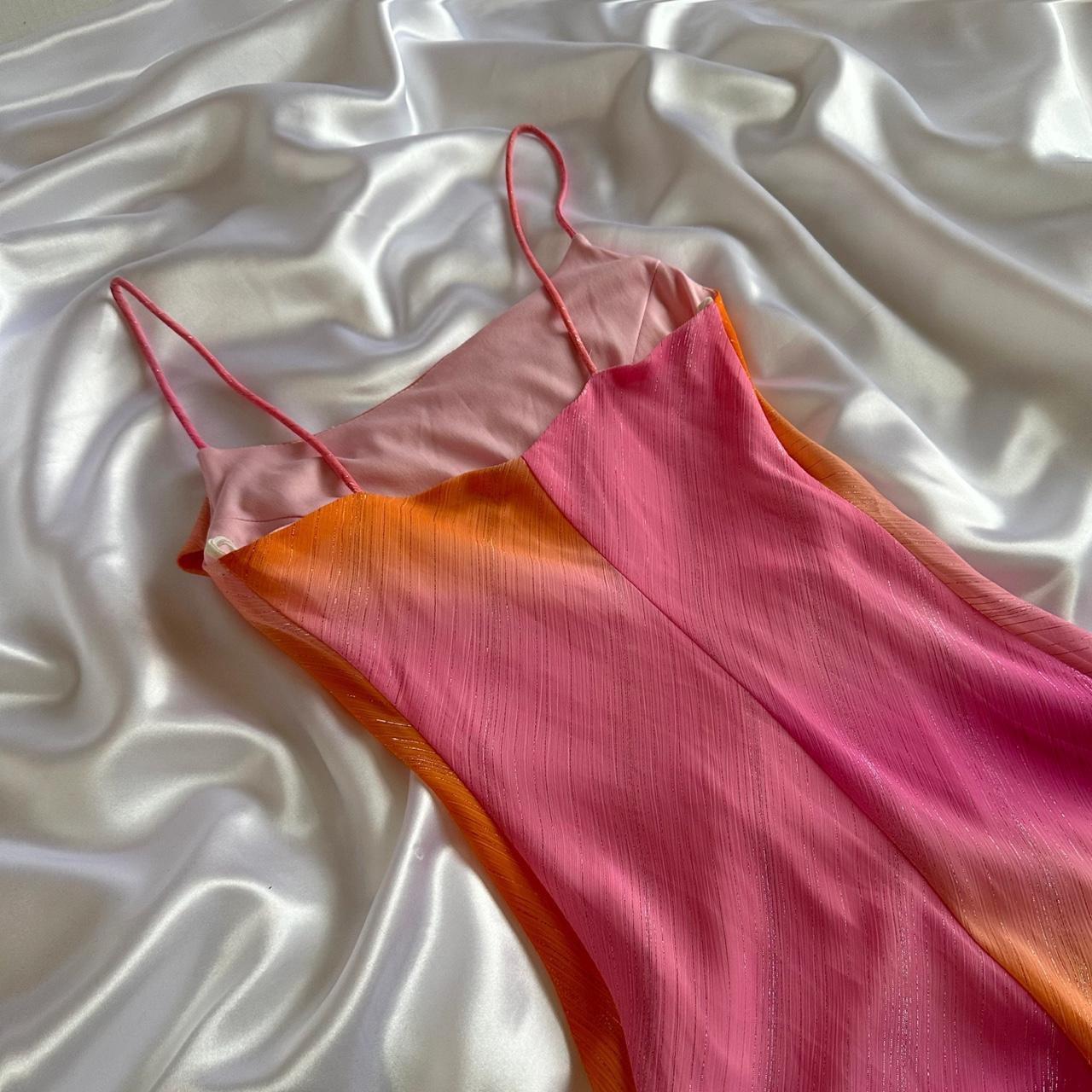 Robe de soirée longue en mousseline de soie, dégradé rose orange, style rétro, paillettes, gh3868