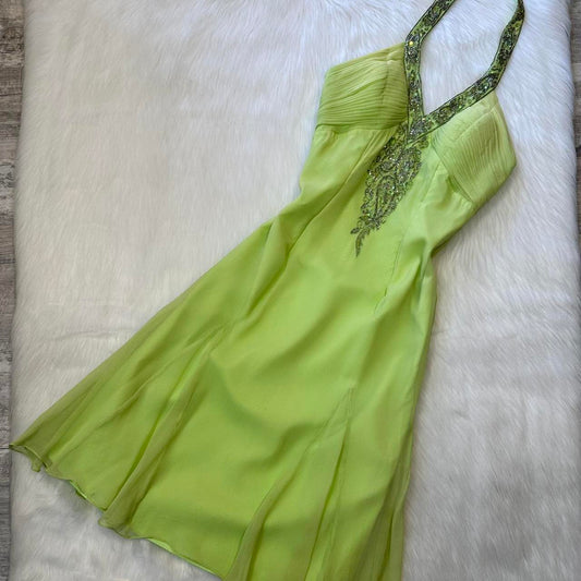 Robe de soirée courte verte à perles, tenue de soirée gh4312