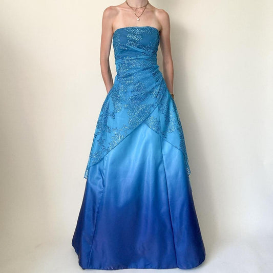 girlhomeshops--Blue Shiny Fairy Dress Long Chiffon Prom Dress gh5649