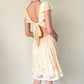 Robe de soirée crème/jaune en dentelle, style baby doll, à volants, dos nu, été gh4595