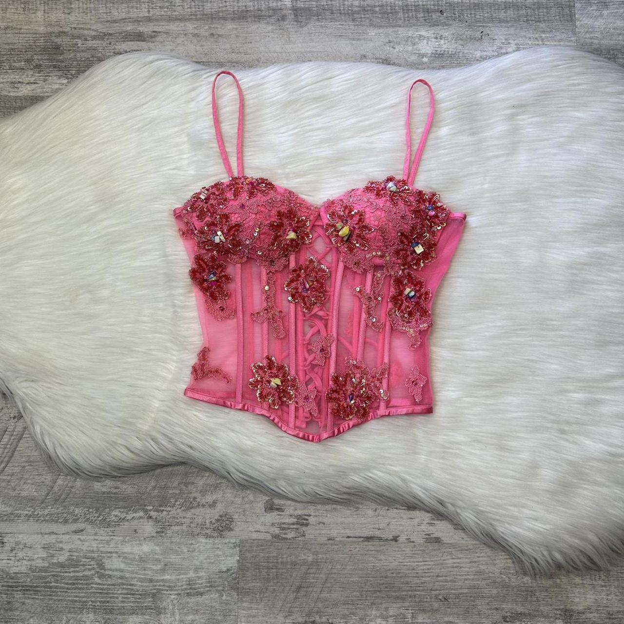 Rosa Perlen Schöne Elegante Zwei Stück Maxi Urlaub Party Kleid gh4309