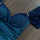 Blue shiny fashion gradient elegant spaghetti straps long chiffon elegant ball gown evening dress party dress gh3492