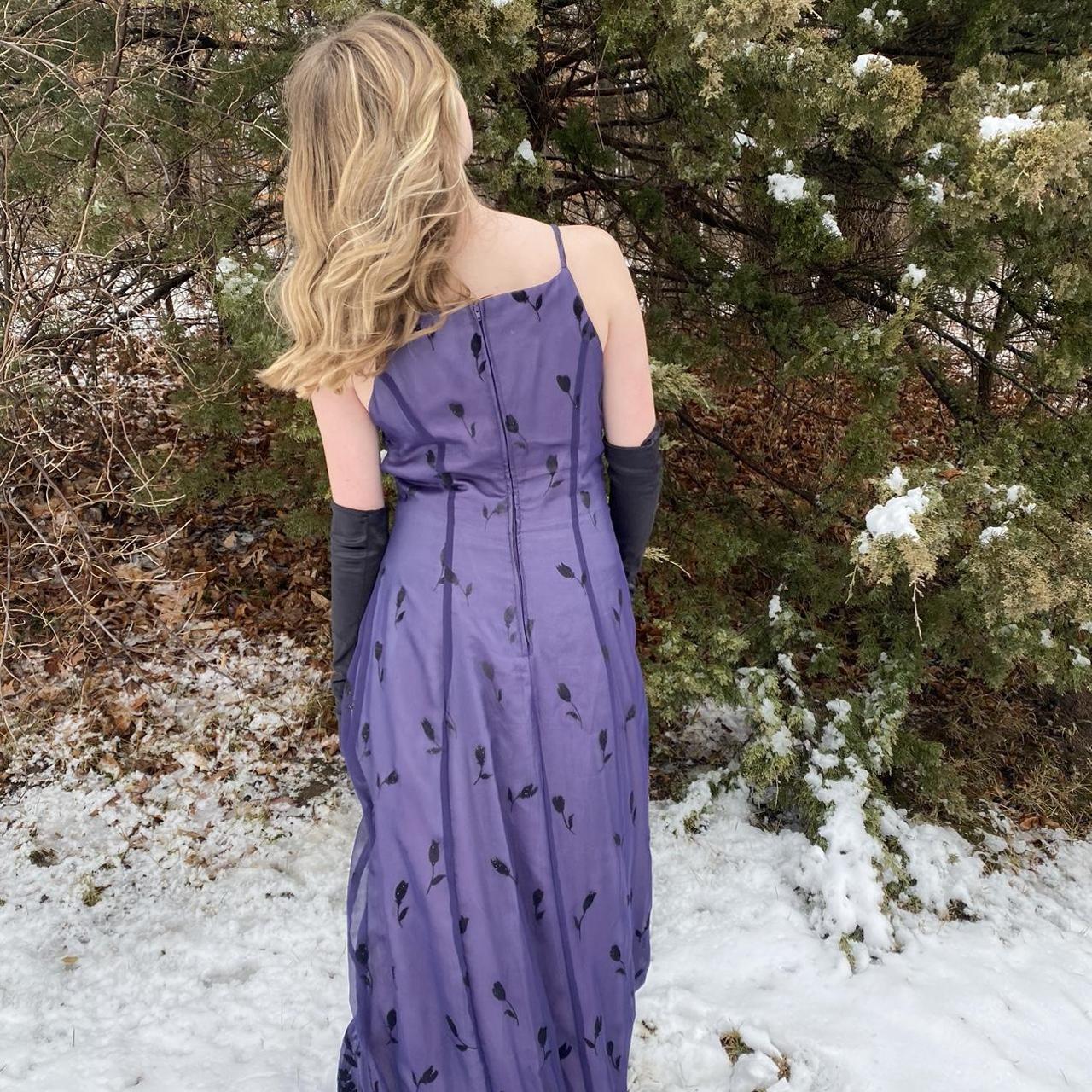Robe de soirée longue en tulle violet, élégante et exquise, à bretelles spaghetti, motif floral, longueur au sol, robe de bal, gh3736