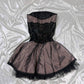 Y2K braunes und schwarzes Spitzen-Ballkleid, Homecoming-Kleid, Gothic-Kleid, Feenkleid, gh4597