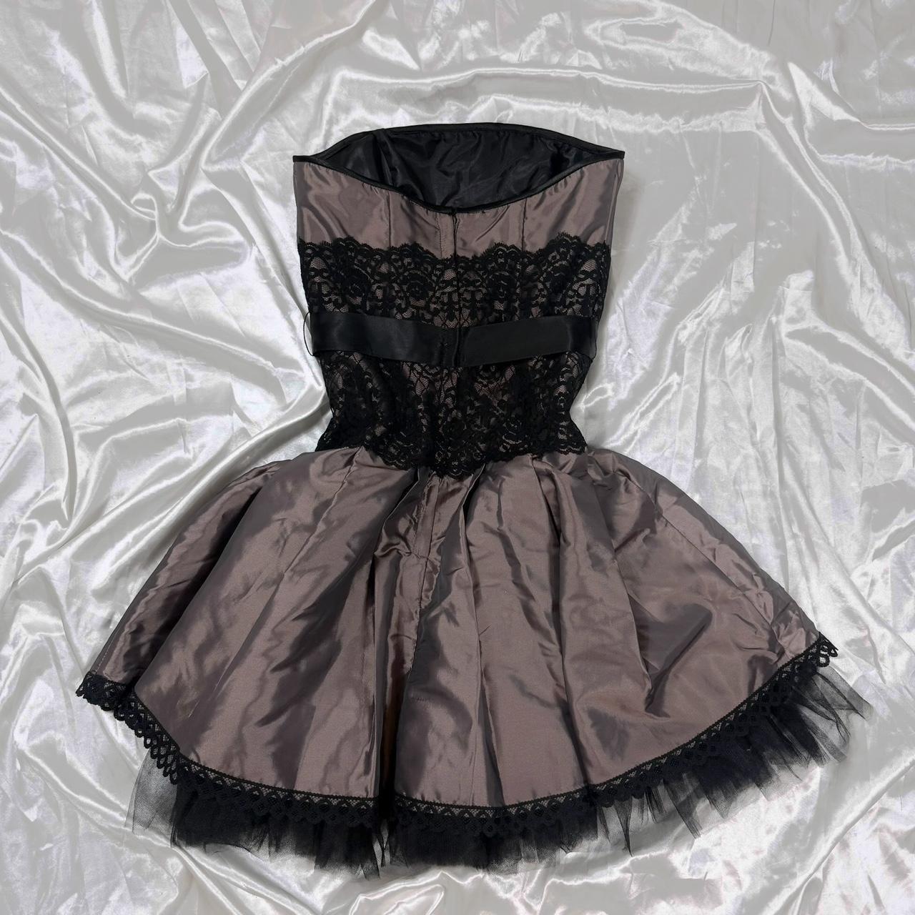 Y2K braunes und schwarzes Spitzen-Ballkleid, Homecoming-Kleid, Gothic-Kleid, Feenkleid, gh4597