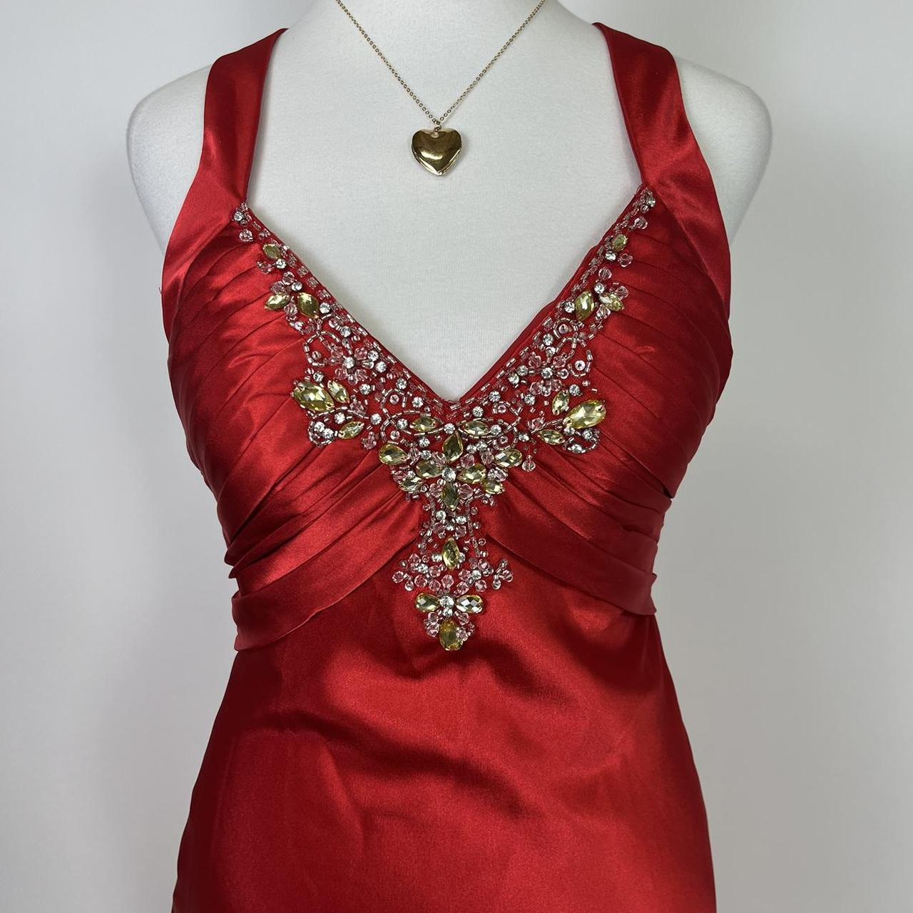Rot schöne elegante Mode exquisite Perlen Spaghetti-Trägern lange Satin Schlitz Ballkleid Abendkleid Partykleid gh3542