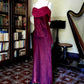 Girlhomeshops – Burgunderrotes, langes Retro-Satin-Feenkleid, Ballkleid gh5543
