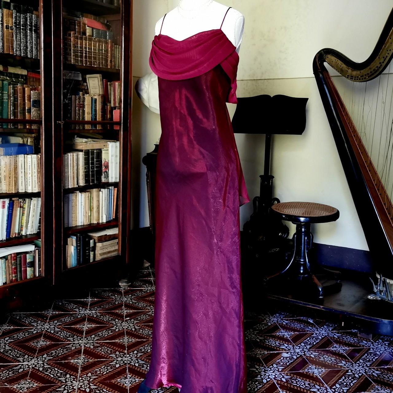 Girlhomeshops – Burgunderrotes, langes Retro-Satin-Feenkleid, Ballkleid gh5543