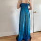 Vintage Fashion Blue Delicate Floral Beaded Ombre Spaghetti Strap Long Satin Tulle Fairy Ball Gown Square Neck Prom Dress Evening Dress Birthday Party Dress gh3957