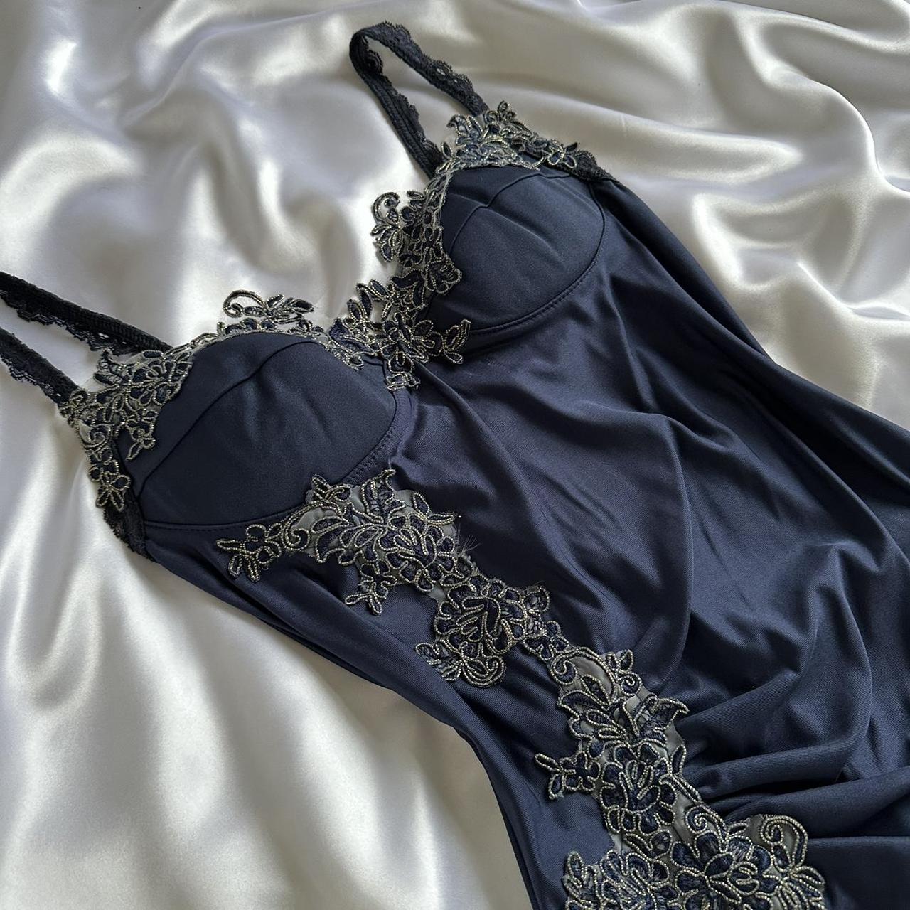 Blue gorgeous exquisite applique lace spaghetti straps long satin prom dress evening dress party dress gh3335