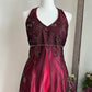 Robe de soirée gothique bordeaux vintage, élégante et exquise, longue en satin perlé, taille haute, robe de bal, robe d'anniversaire, robe de bal, robe de remise de diplôme, gh3890