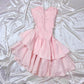 Robe de bal courte en satin rose à volants, robe de soirée, robe de soirée, gh4599