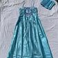 Robe de soirée longue en satin et tulle bleu clair, style vintage, décolleté en V profond, motif floral exquis, perles, col carré, robe de bal, robe de fête d'anniversaire, gh3959