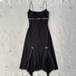 Robe de soirée en mousseline de soie, noire, vintage, élégante, rose, bretelles spaghetti, courte ou longue, pour femme, tenue de bal, gh4127