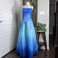 Robe de soirée longue et élégante, bleu clair, dégradé, vintage, perles, élégante, élégante, robe de bal, robe de soirée, gh3689